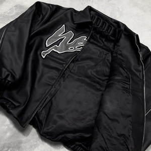 맞춤 자수 그래픽 로고 오토바이 야구 레터맨 바시티 코트 지퍼 가죽 디자이너 봄버 히티드 퍼 재킷 - Product Image 2