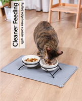 Tapis en silicone antidérapant pour animaux de compagnie, motif patte de chat, imperméable, pour gamelles, facile à nettoyer, pour chats, chiens et utilisation en voiture