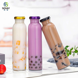 Bouteille en verre transparente <span class=keywords><strong>moins</strong></span> chère de 250 ml, 350 ml, 500 ml avec couvercle en fer pour boissons froides, thé et jus de lait – Bouteille en verre vide - Product Image 3
