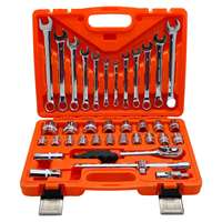 Ensemble de 37 outils à douilles pour mécanicien automobile, kit de réparation de voitures, clés à douilles combinées, poignée à cliquet, douilles
