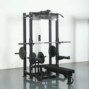 Kapsamlı eğitim spor salonu egzersiz fitness ekipmanları lat aşağı çekin ve düşük sıra güç squat çerçevesi makinesi