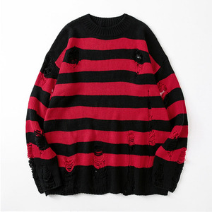 Offre Spéciale mode hommes <span class=keywords><strong>rouge</strong></span> <span class=keywords><strong>noir</strong></span> rayure <span class=keywords><strong>pull</strong></span> <span class=keywords><strong>rouge</strong></span> <span class=keywords><strong>et</strong></span> <span class=keywords><strong>noir</strong></span> <span class=keywords><strong>rayé</strong></span> <span class=keywords><strong>pull</strong></span> hommes déchiré ample col rond hommes Sport <span class=keywords><strong>pull</strong></span> - Product Image 3