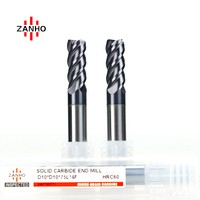 ZANHO D1-D20 HRC60 Fraise à queue à 4 cannelures, hélice 45°, en acier rapide et carbure, à rayon d'angle plat, pour machines de fraisage CNC OEM/ODM