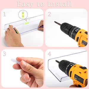 مجموعة أرفف أكريليك شفافة من 7 ، 15 بوصة لأرفف الكتب ، الحمام ، غرفة النوم ، غرفة المعيشة ، شارع المطبخ - Product Image 6