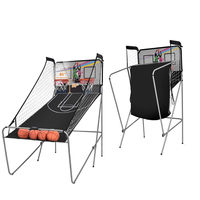 Machine de tir au basket-ball automatique à double tir pour 1 à 2 joueurs, nouvelle machine d'entraînement en salle, jeu libre, DKS DKS-91107, panneau MDF, métal, 8 tirs