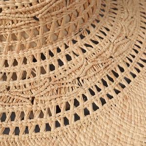 Korean Style Women Hat Hollow Raffia Straw Hat Wide Brim Casual Seaside Beach Sunscreen Floppy Hat - Product Image 3