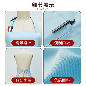 Customized Advertising <b>Aprons</b> With Logo Printing One Size Polyester Restaurant Bar Uniforms Waterproof Solid Color - Product Image 3