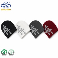 Bonnet sans revers en tricot de polyester et coton, motif personnalisé, style streetwear tendance, unisexe, pour l'hiver, marque streetwear