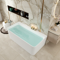 Baignoire autoportante en pierre artificielle à surface solide, écologique et moderne, avec drain – Idéale pour les projets de salles de bain et d'hôtels