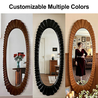 Miroir mural ovale classique à cadre plissé, style Art Déco européen, miroir sur pied pleine longueur fait main et écologique pour la maison