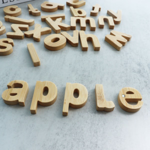 मोंटेसरी शैक्षिक खिलौना रेफ्रिजरेटर चुंबक संख्या लकड़ी बांस शिल्प वर्णमाला और 3 डी दीवार सजावटी शब्द पत्र - Product Image 4