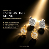 Boucles d'oreilles RH pour femmes, luxe léger, haute qualité, incrustation de diamants ovales, plaqué or 18 carats, acier inoxydable, ne ternit pas, bijoux tendance