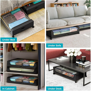 Dưới giường lưu trữ với bánh xe container <span class=keywords><strong>underbed</strong></span> lưu trữ với nắp cho quần áo chăn và giày tổ chức ngăn kéo - Product Image 5