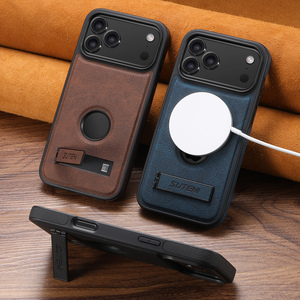 SUTENI <span class=keywords><strong>iPhone</strong></span> 18 Pro Max Telefoonhoesje Stand Magnetisch Draadloos Opladen Mat Zacht Luxe Kunstleer 17 16 Plus 15 14 13 <span class=keywords><strong>12</strong></span> - Product Image 6