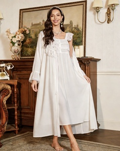 Camicia da Notte Meriga Beautiful Nights 135cm XL per Donna, Elegante con Maniche Lunghe, in Cotone e Pizzo, Traspirante, ad Asciugatura Rapida, per Tutte le Stagioni, ODM - Product Image 2