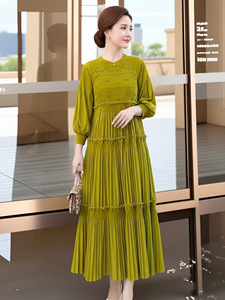Falda Elegante de Alta Gama, Estilo Vintage, Blanca, Holgada, Talla Grande, Plisada, Largo Medio, Estilo Occidental, Rejuvenecedora, <span class=keywords><strong>Generosa</strong></span>, para Mamá - Product Image 1