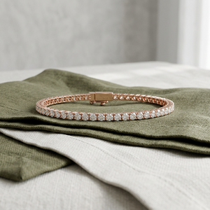 Bracelet tennis en diamant de laboratoire, or rose massif 9K 10K 14K 18K, diamant CVD VVS DEF taille ronde, 4 griffes, bijoux pour femme - Product Image 1