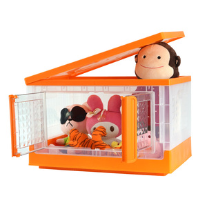 Household Plastic Foldable Box With Lid Household Stackable Organizer Containers Plastic Living Room Bins Book Collapsible Storage Box