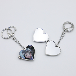 Porte-clés en forme de cœur métallique avec miroir photo numérique, boîte à cœur ouvrable et ferme, et mini miroir - Product Image 5
