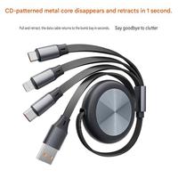 Cable de Datos Retráctil 3 en 1 de Carga Rápida, 100W PD USB/Tipo-C/Micro, 480Mbps, Material TPE, para Teléfono Móvil