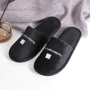 Luxury Disposable Slipper For Hotel And Spa Hotel Guest Slippers In Black