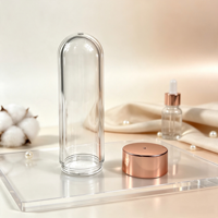 Flacon d'huile essentielle en PET de 50 ml, capsule, résistant aux rayures, base argentée or rose, flacon cosmétique