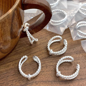 S925 Sterling <b>Silver</b> Braided <b>Cross</b> <b>Ring</b> For Women Minimalist Everyday Wear - Product Image 4