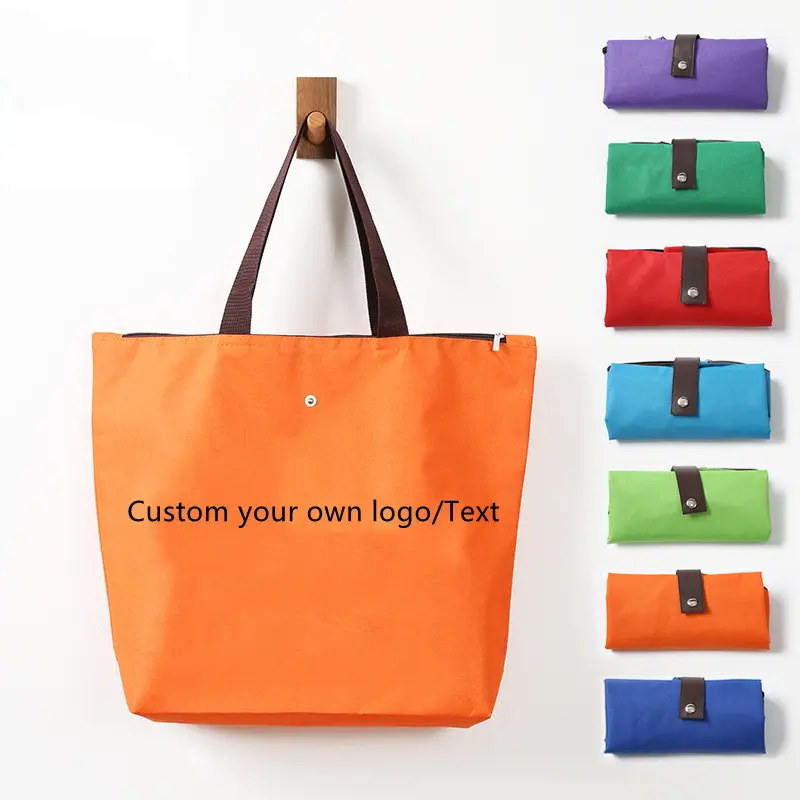 Offre Spéciale personnalisé imprimé logo pliage bouton Oxford Tissu creative exquis fourre-tout polyester shopping sac