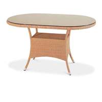 Table de jardin d'extérieur en rotin, aluminium et plastique pour terrasse