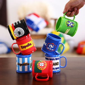 Mug en plastique avec drapeau de l'équipe nationale en relief 3D, souvenir pour les fans de football, Espagne, France, Brésil, Argentine, Angleterre, <span class=keywords><strong>Portugal</strong></span>, Allemagne - Product Image 3