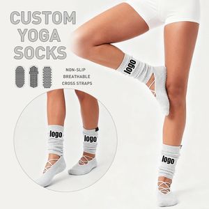 <span class=keywords><strong>Chaussettes</strong></span> de Pilates et de Yoga Professionnelles Antidérapantes en Gros avec Grip Unisexe Casual Spandex Logo Personnalisé - Product Image 1
