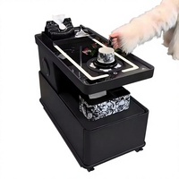 Table d'appoint de canapé, table basse mobile multifonctionnelle pour salon, meuble de rangement minimaliste avec roulettes et plateau en verre trempé