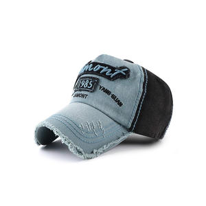 Alta calidad 100% algodón desgastado Vintage bordado Logo hombres 5 paneles gorra de béisbol personalizar - Product Image 3