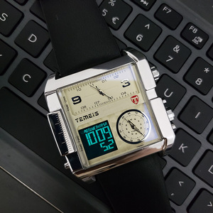 Elegante reloj de cuarzo para hombre con caja redonda, correa de cuero y pantalla analógica - Product Image 3