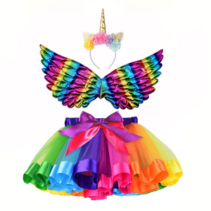 Disfraz de <span class=keywords><strong>Unicornio</strong></span> para Niñas, Falda de Arcoíris en Capas, Alas de Hada, Diadema de <span class=keywords><strong>Unicornio</strong></span> para Fiesta de Cumpleaños de <span class=keywords><strong>Princesa</strong></span>, Disfraz para Fiestas, CM025 - Product Image 2