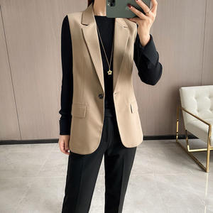 2025 haut de gamme Style coréen femmes vêtements d'extérieur à la mode tout match costume <span class=keywords><strong>gilet</strong></span> longue longueur bouton Simple élégant style 120 - Product Image 5