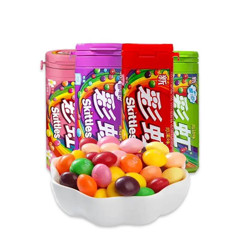 Wholesale Skittle 30g*12 whole box of original fruit fudge children's snacks colorful inflatable candy