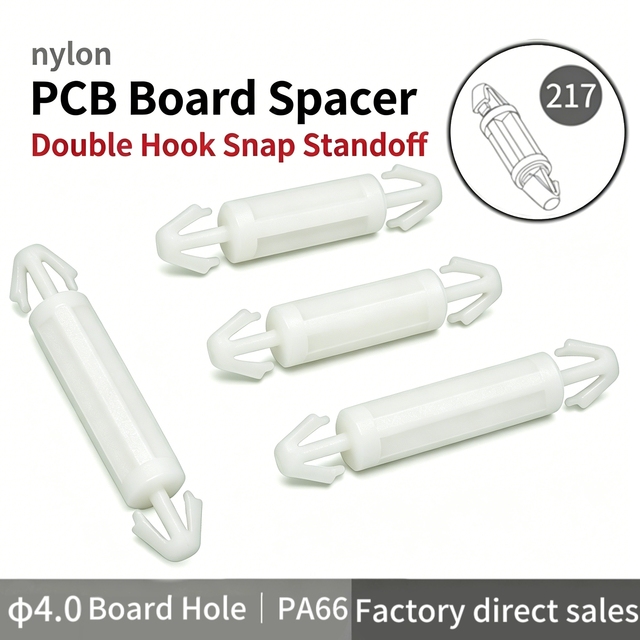 Nylon Dual Snap Lock PCB Standoff Spacer Snap-In Push-In PA66 4mm Hole Plastic Insulation Circuit Board Support White 3mm-22mm