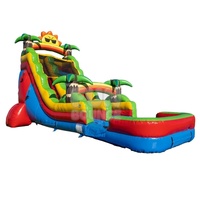 Tobogán Inflable de PVC de 18 Pies, Modelo FAN BOUNCE, con Diseño de Sol en el Paraíso, de Una Sola Vía, para Uso Comercial