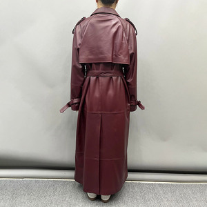 2025 Tùy Chỉnh Phụ Nữ Thời Trang Chất Lượng Cao Mùa Đông Dài Da Áo Khoác Nhãn Phụ Nữ Da Thật Rãnh Coat Với Vành Đai - Product Image 3