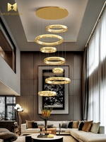 Hôtel Villa Salon Circulaire LED Suspension Lumière Or Luxe Haut Plafond Escalier Lustre