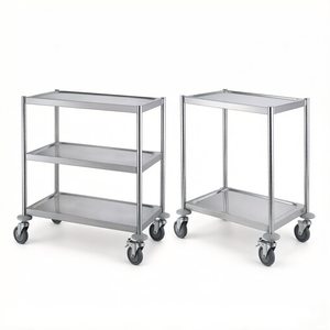 Carrello in Acciaio Inox a 3 Ripiani Leggero, Tubo Rotondo Economico da 0,6 mm, Carrello di Servizio con Maniglia Rimovibile per Cucina e Hotel - Product Image 6