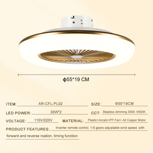 Ventilador de Techo Inusual Pequeño Blanco Dorado con Luces y Control Remoto, con Regulación Continua, para Dormitorio - Product Image 6