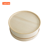 Boîte en bois pour baozi chinois, stand de petit-déjeuner chinois, boîte ronde en bois pour gâteau au fromage, contenant alimentaire biodégradable