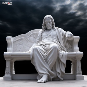 Estatuas de Jesús Meditando en Mármol Blanco para Navidad, Adorno para el Hogar o Exteriores, OAMJ-03, Brasil - Product Image 2