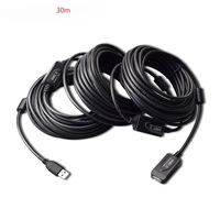 Cable de extensión usb de 30 metros, color negro transparente, macho a hembra con 3 IC