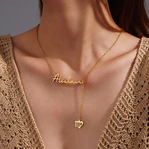 Nuevo Diseño Personalizado, Collar <span class=keywords><strong>con</strong></span> Nombre Personalizado de las 12 Constelaciones, Colgante de <span class=keywords><strong>Virgo</strong></span> <span class=keywords><strong>con</strong></span> Borla de Acero Inoxidable, Regalo de Cumpleaños - Product Image 2