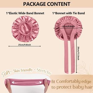 Bonnet en Soie Satinée Personnalisé avec Logo pour Bébé, Bonnets de Nuit Ajustables pour Enfants, Cheveux Bouclés, Filles, Garçons, Nourrissons, Soin Capillaire Polyvalent - Product Image 3