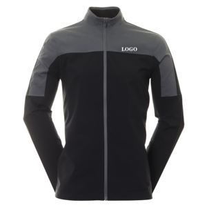 Chaqueta cortavientos de golf atlética de poliéster ligero para hombre, logotipo personalizado estampado verde con cuello levantado, rendimiento deportivo, servicio OEM - Product Image 5