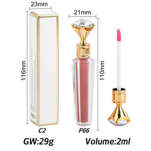 2 Ml Tapa de diamante personalizada Brillo de labios brillante Caja de embalaje superior abatible Venta al por mayor Etiqueta privada a granel Brillo de labios vegano - Product Image 6